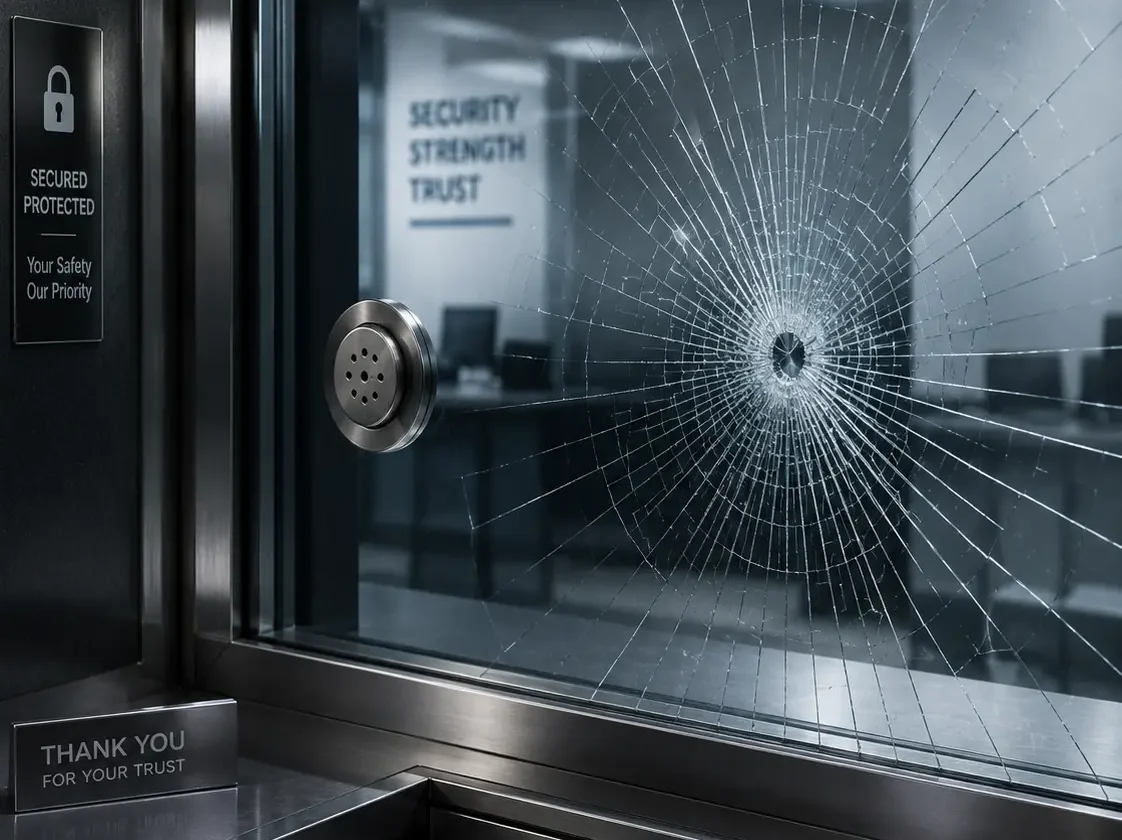 Security film installation on commercial glass
